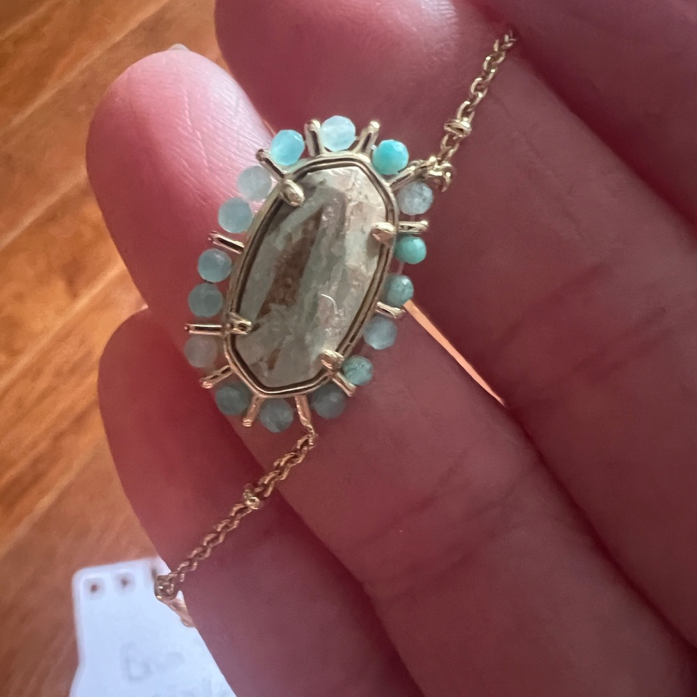 Kendra Scott Elisa Gold and Turquoise Necklace - Picture 2 of 2
